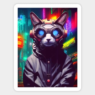 Cool Japanese Techno Cat In Japan Neon City Magnet